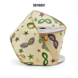 Mardi Gras Mask Wired Ribbon 2.5" x 10 Yards