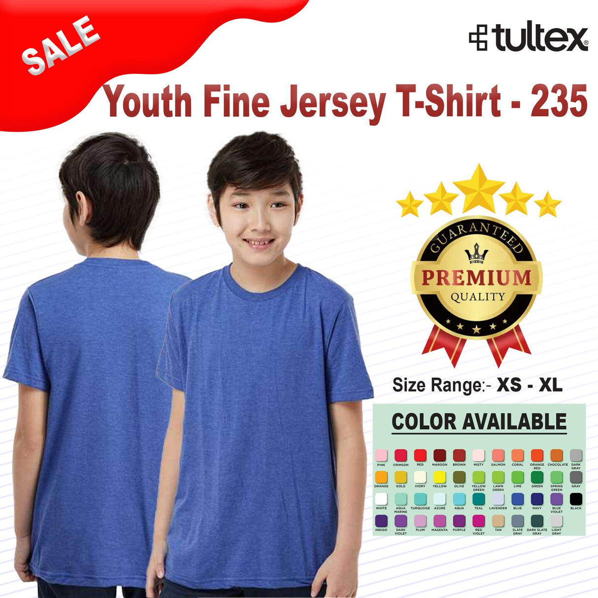 12 Pack: Tultex® - Youth Fine Jersey Short Sleeve Crew Neck T-Shirt