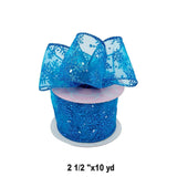 Blue Sparkle Snowflake Ribbon 10 Yards x 2.5 Inches 1 Roll