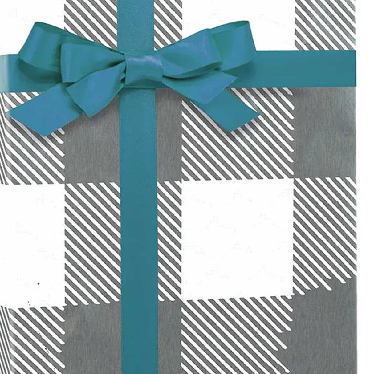 Plaid Christmas Wrapping Paper Silver Metal Lumberjack 26 ''x417 '