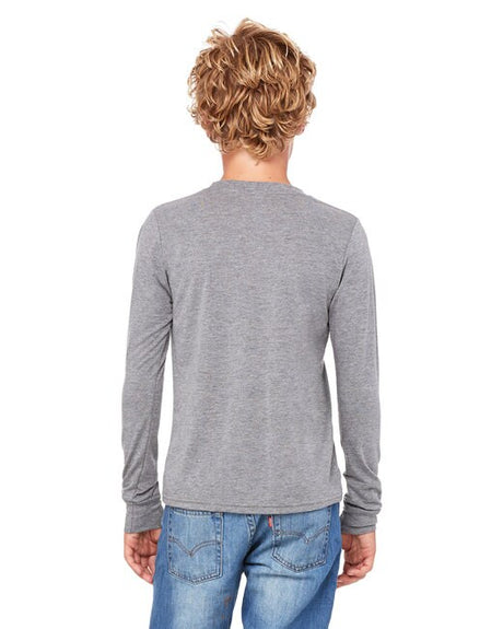 Image 1: Bella Canvas Youth Triblend Long Sleeve TeeImage 2: Soft triblend fabric youth shirtImage 3: Lightweight long sleeve kids teeImage 4: Blank youth triblend shirt for printingImage 5: Comfortable Bella Canvas youth apparelImage 6: Premium children's long sleeve shirt