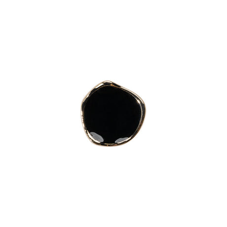 Organic Edge Enameled Shank Back Button - 18L/11.5mm - Gold and Black