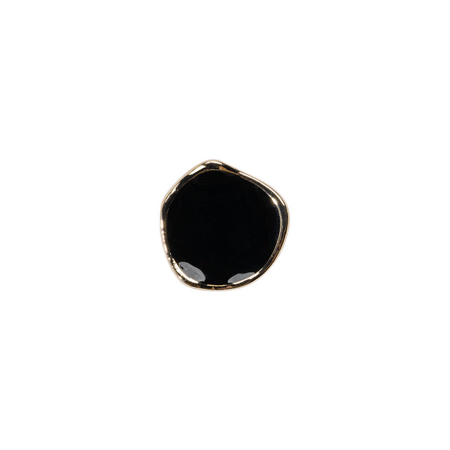 Organic Edge Enameled Shank Back Button - 18L/11.5mm - Gold and Black