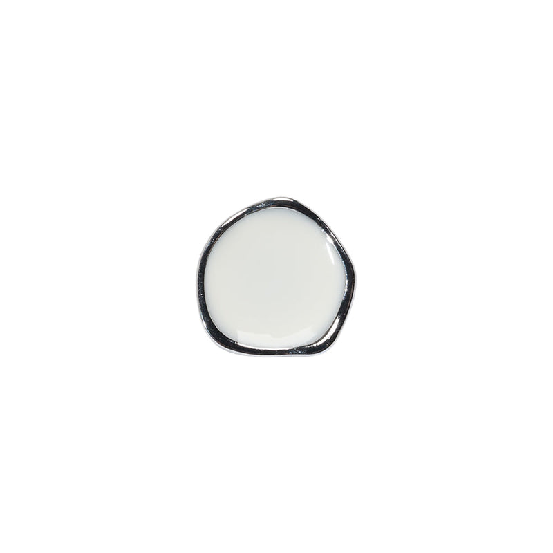 Organic Edge Enameled Shank Back Button - 18L/11.5mm - Nickel and White