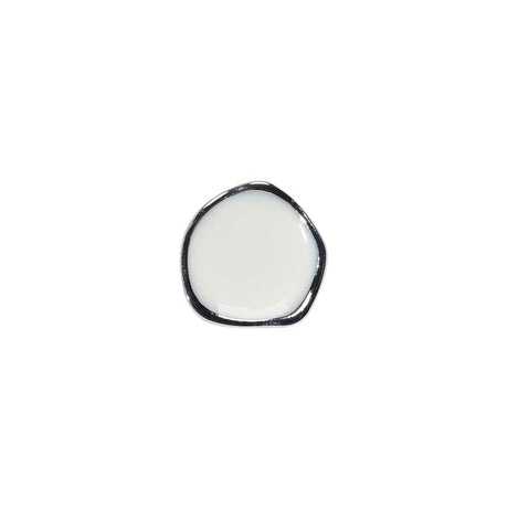 Organic Edge Enameled Shank Back Button - 18L/11.5mm - Nickel and White