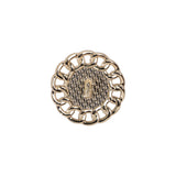Chain Petal Floral Shank Back Button with Pearl Center - 28L/18mm - Gold and White