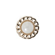 Chain Petal Floral Shank Back Button with Pearl Center - 28L/18mm - Gold and White