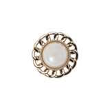 Chain Petal Floral Shank Back Button with Pearl Center - 28L/18mm - Gold and White