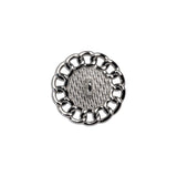 Chain Petal Floral Shank Back Button with Pearl Center - 28L/18mm - Nickel and White