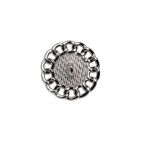 Chain Petal Floral Shank Back Button with Pearl Center - 28L/18mm - Nickel and White