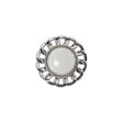 Chain Petal Floral Shank Back Button with Pearl Center - 28L/18mm - Nickel and White