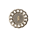Chain Petal Floral Shank Back Button with Pearl Center - 36L/23mm - Gold and White