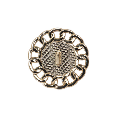 Chain Petal Floral Shank Back Button with Pearl Center - 36L/23mm - Gold and White