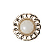 Chain Petal Floral Shank Back Button with Pearl Center - 36L/23mm - Gold and White