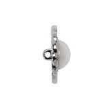 Chain Petal Floral Shank Back Button with Pearl Center - 36L/23mm - Nickel and White