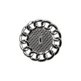 Chain Petal Floral Shank Back Button with Pearl Center - 36L/23mm - Nickel and White