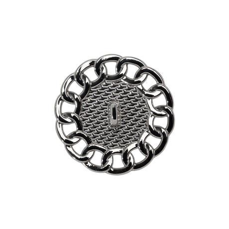 Chain Petal Floral Shank Back Button with Pearl Center - 36L/23mm - Nickel and White