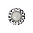 Chain Petal Floral Shank Back Button with Pearl Center - 36L/23mm - Nickel and White