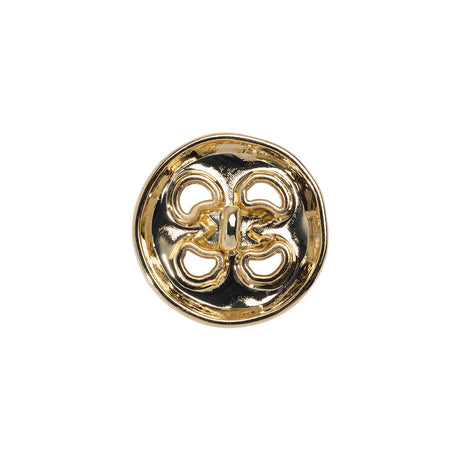 Organic Puffy Faux Four-Hole with Stitching Shank Back Button - 28L/18mm - Gold