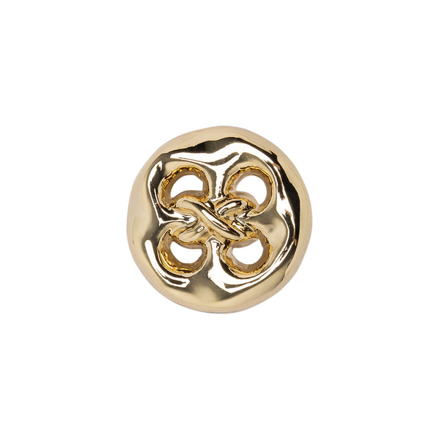 Organic Puffy Faux Four-Hole with Stitching Shank Back Button - 28L/18mm - Gold
