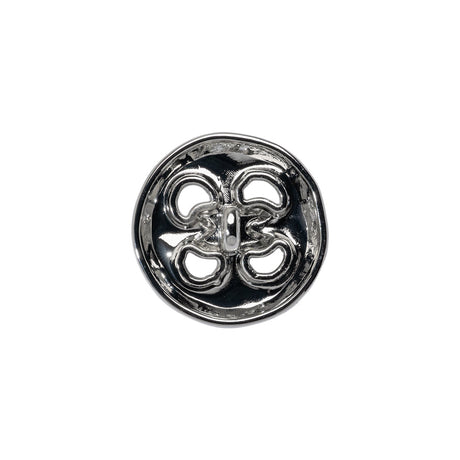 Organic Puffy Faux Four-Hole with Stitching Shank Back Button - 28L/18mm - Nickel