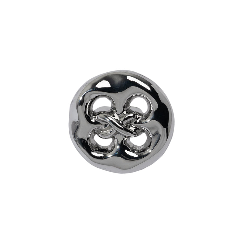 Organic Puffy Faux Four-Hole with Stitching Shank Back Button - 28L/18mm - Nickel