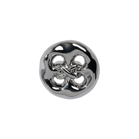 Organic Puffy Faux Four-Hole with Stitching Shank Back Button - 28L/18mm - Nickel