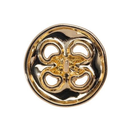 Organic Puffy Faux Four-Hole with Stitching Shank Back Button - 40L/25.5mm - Gold