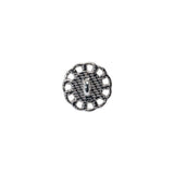 Chain Petal Floral Metal Shank Back Button with Pearl Center - 18L/11.5mm - Silver and White