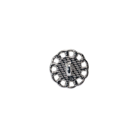Chain Petal Floral Metal Shank Back Button with Pearl Center - 18L/11.5mm - Silver and White