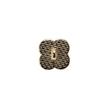 Floral Enameled Metal Shank Back Button with Rhinestone Center - 18L/11.5mm - Gold and Black