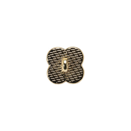 Floral Enameled Metal Shank Back Button with Rhinestone Center - 18L/11.5mm - Gold and Black