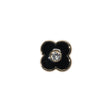 Floral Enameled Metal Shank Back Button with Rhinestone Center - 18L/11.5mm - Gold and Black
