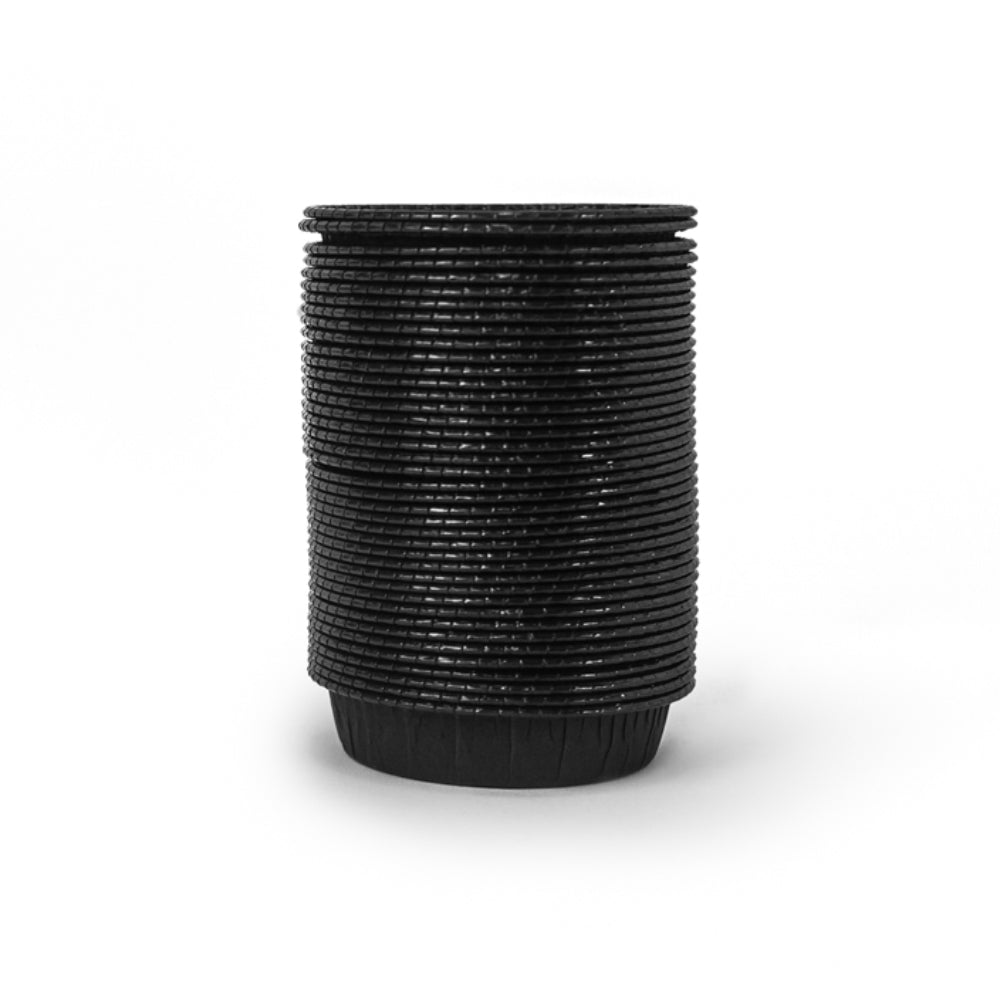 Novacart Ecos Poly-Coated Round Black Paper Baking Mold, 3-1/4" Dia. x 3/4" - Pack of 40