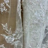 Embroidered Bridal Lace Ivory Silver