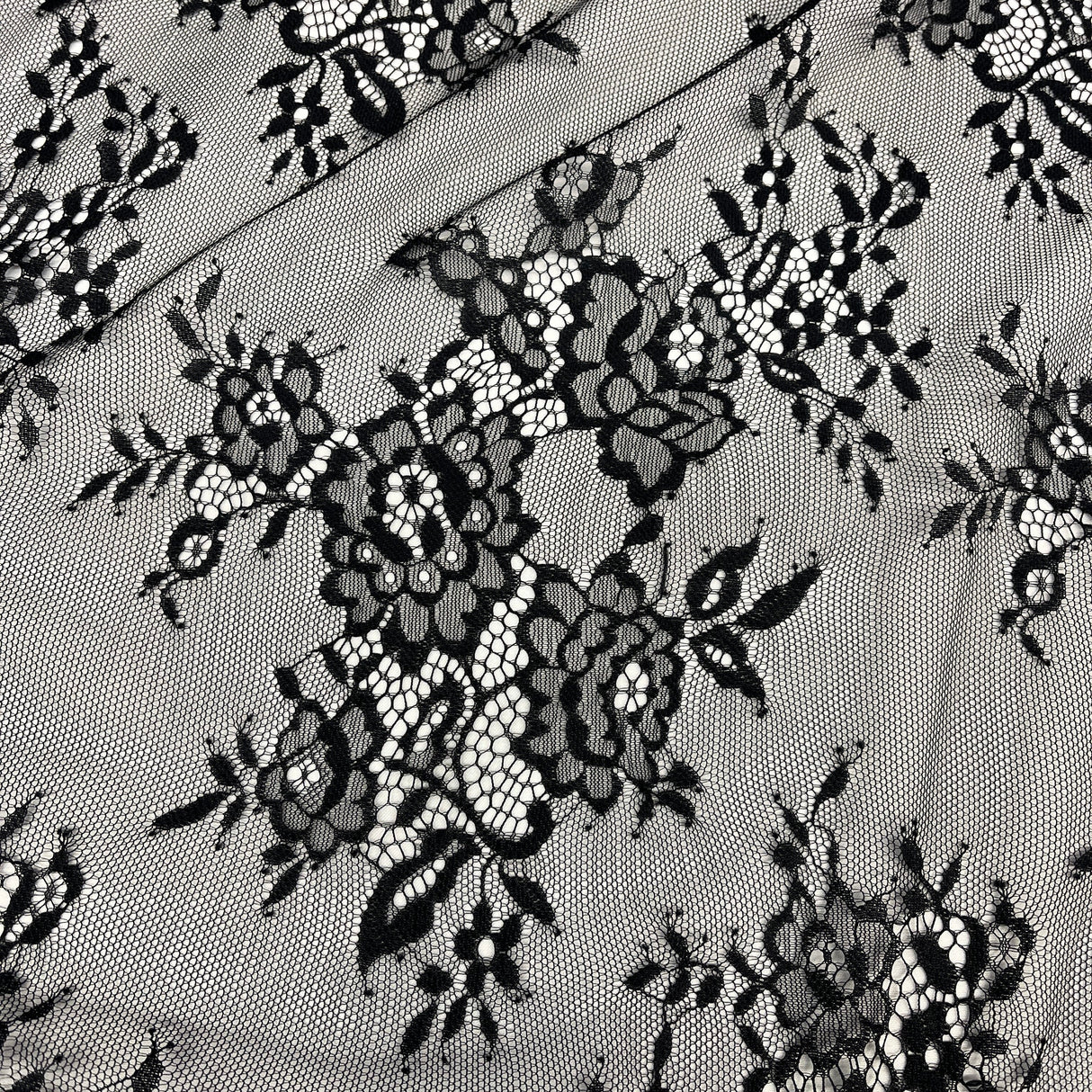 Embroidered Lace Fabric with Eyelash Scallop