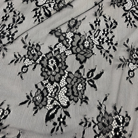 Embroidered Lace Fabric with Eyelash Scallop