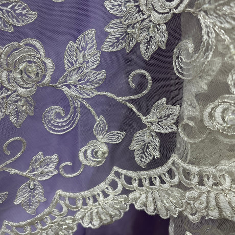 Beaded Corded Floral Bridal Lace Fabric 52" Wide