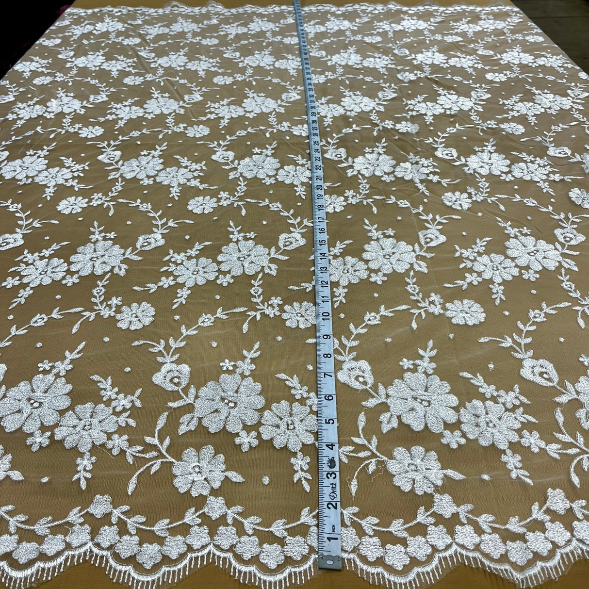 Embroidered Lace Mesh Turquoise Silver
