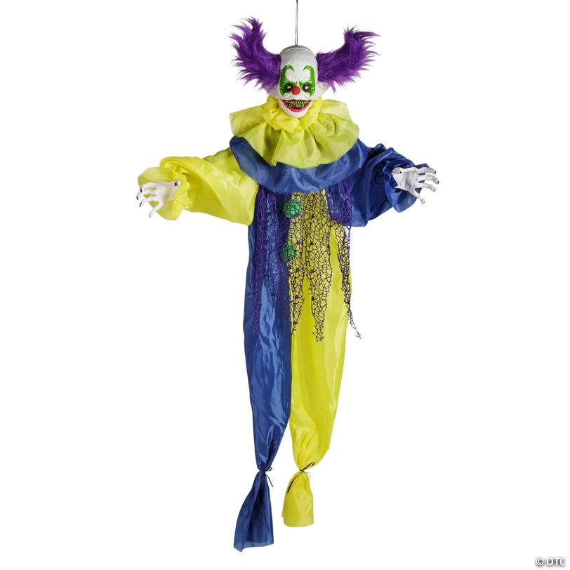 47 1/4" Hanging Light-Up Shaking Clown Animated Prop Halloween Decoration