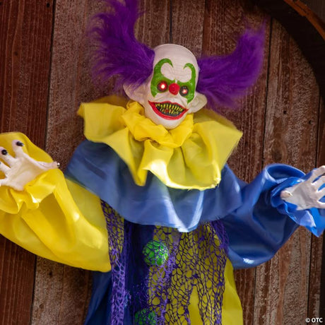 RADYAN Hanging Light-Up Shaking Clown Animated Halloween Prop for Halloween Decor shown in a clear product image