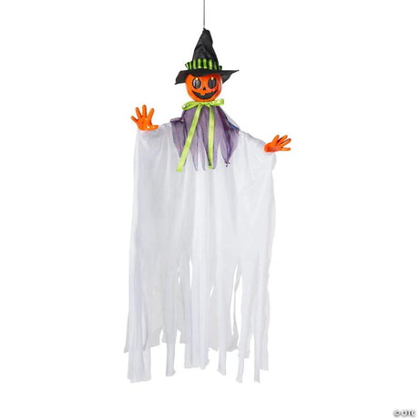 RADYAN Hanging Smiling Pumpkin Scarecrow Animated Halloween Porch Prop shown in a clear product image