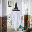 47 1/4" Light-Up Smiling Floating Ghost with Witch Hat Halloween Decoration