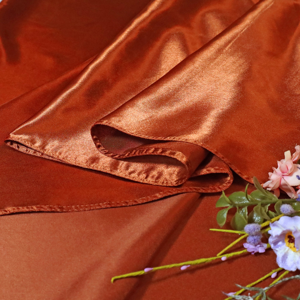 Round Heavy Duty Satin Tablecloth 132" Rust