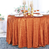 Round Crushed Velvet Tablecloth 132" Rust/Burnt Orange