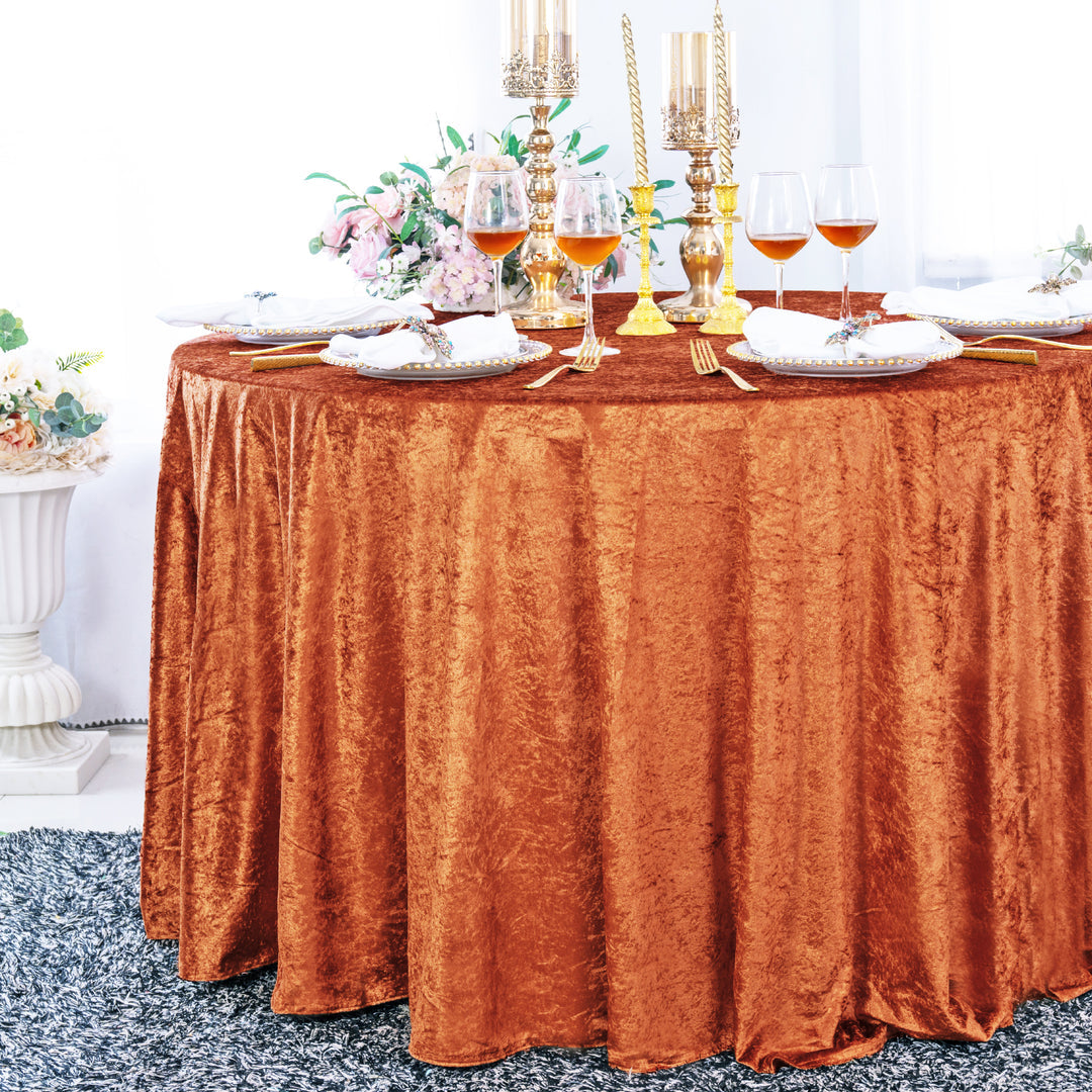 Premium Ice Crushed Velvet Round Tablecloth
