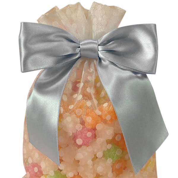 Pre-Tied Satin Bows with Wire Ties – Silver, 3/8'' x 2'' (12 per Package)