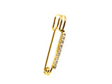 Rhinestone Safety Pin Gold 2.5"