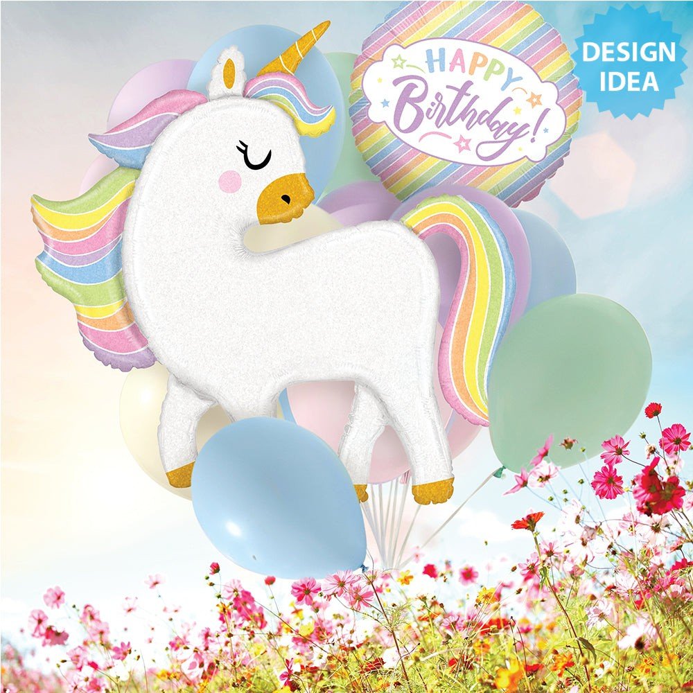 Unicorn Foil Balloon 48 Inch Glitter Pastel