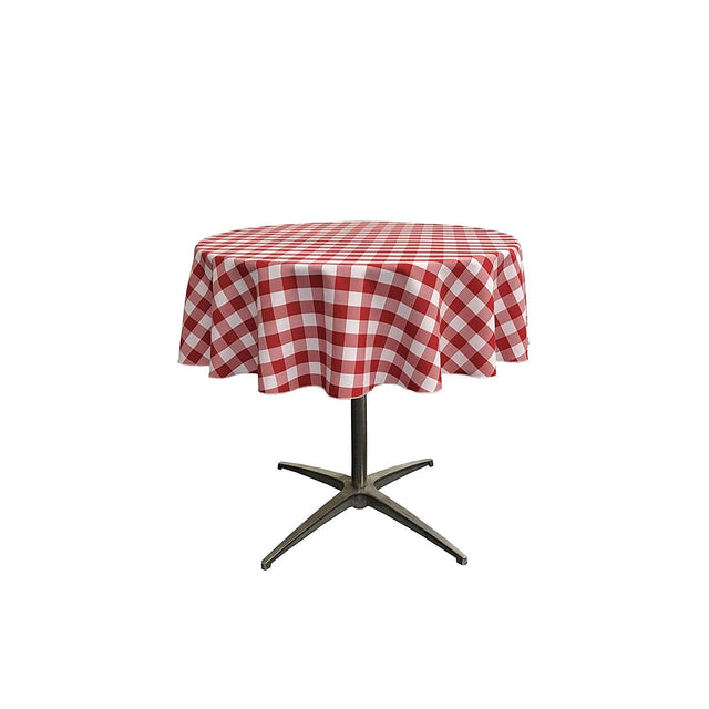 48" Round Tablecloth Polyester Fabric - Checkered Gingham, 48" Diameter (1 Piece)